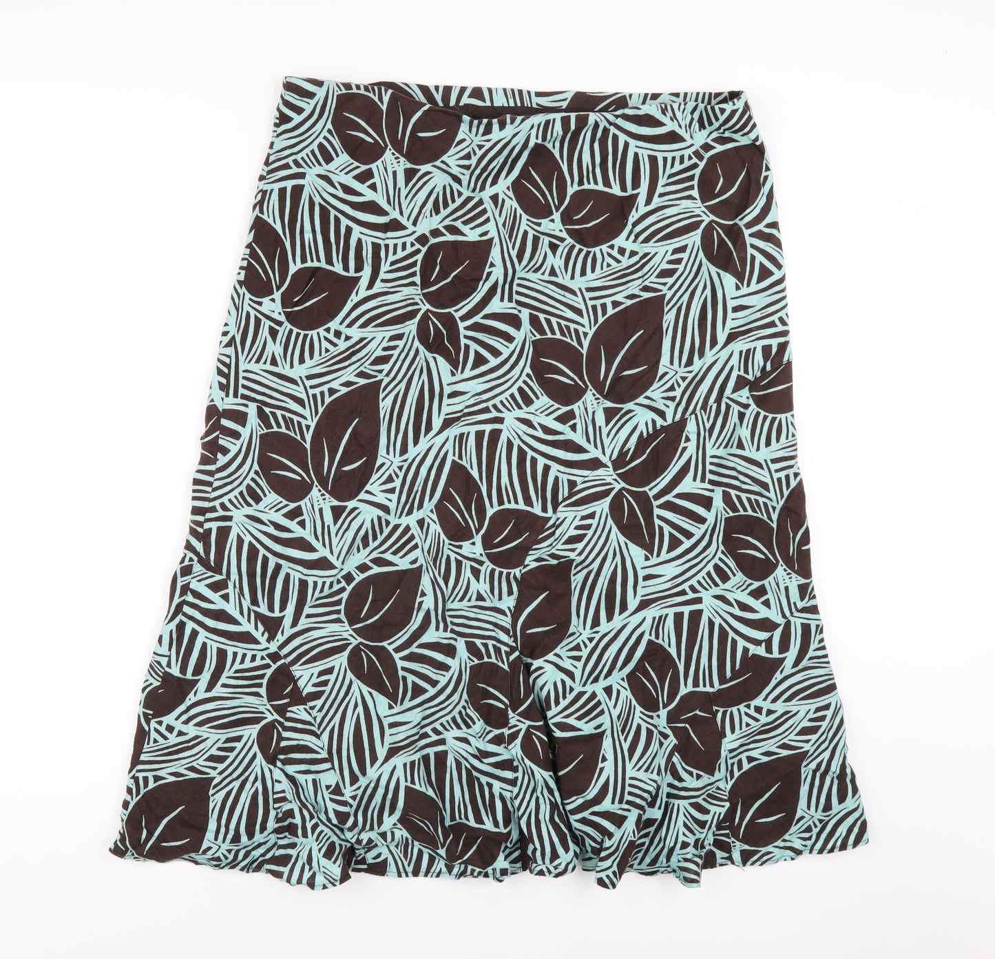 CC Womens Green Geometric Linen A-Line Skirt Size 18