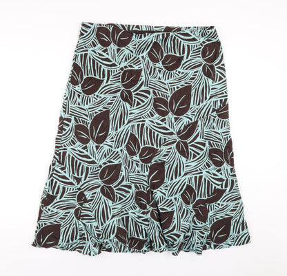 CC Womens Green Geometric Linen A-Line Skirt Size 18