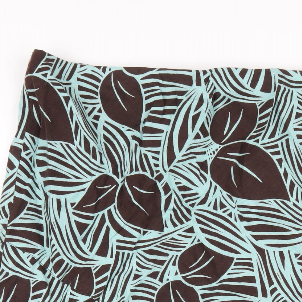 CC Womens Green Geometric Linen A-Line Skirt Size 18