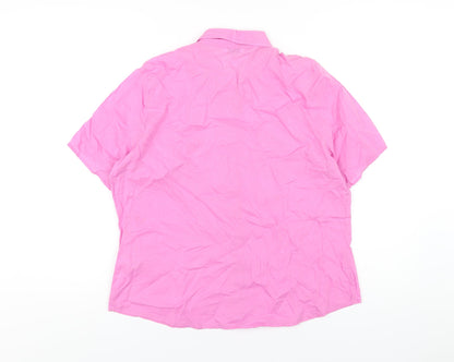 Womens UK Size 14 Classic Pink Basic Button-Up