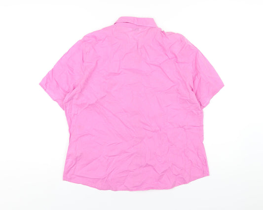 Womens UK Size 14 Classic Pink Basic Button-Up