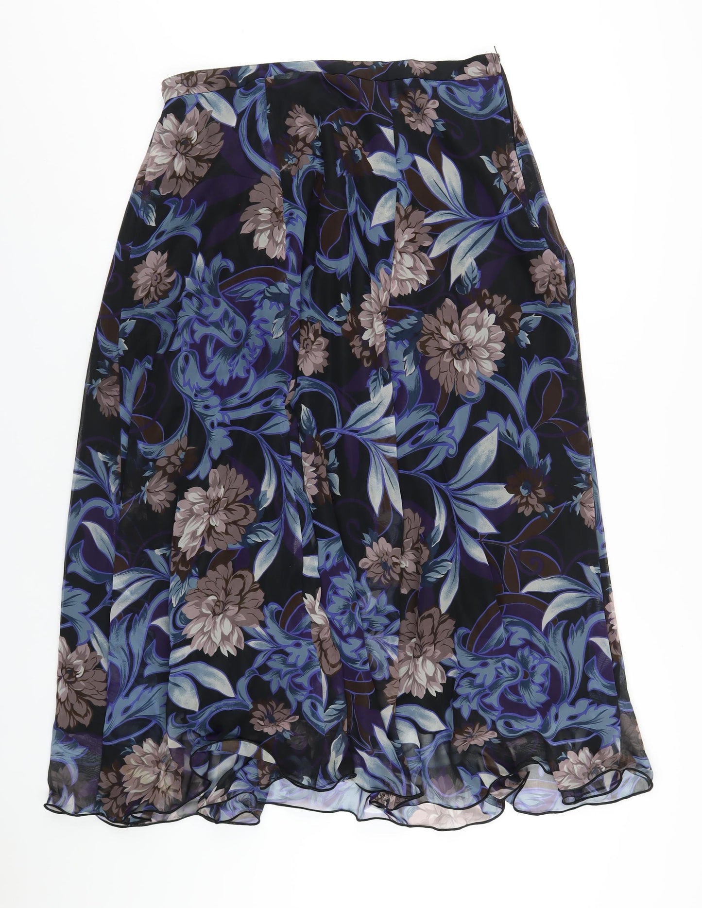 David Butler Womens Blue Geometric Polyester A-Line Skirt Size 32 in Zip