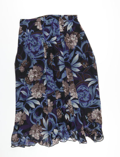 David Butler Womens Blue Geometric Polyester A-Line Skirt Size 32 in Zip