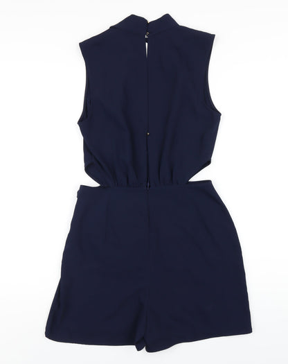 Zara Womens Blue Polyester Playsuit One-Piece Size S Zip - Cut Out