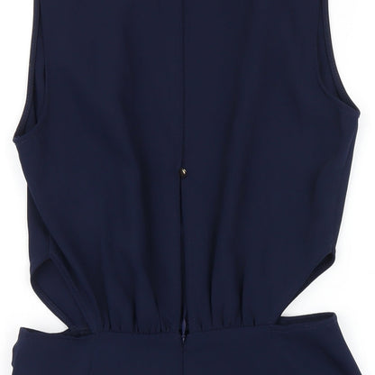Zara Womens Blue Polyester Playsuit One-Piece Size S Zip - Cut Out