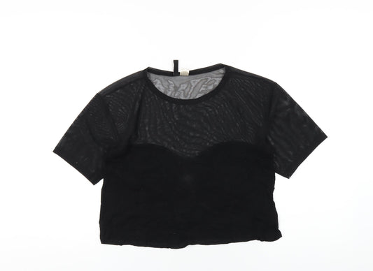 Womens UK Size XS H&M Black Cropped T-Shirt