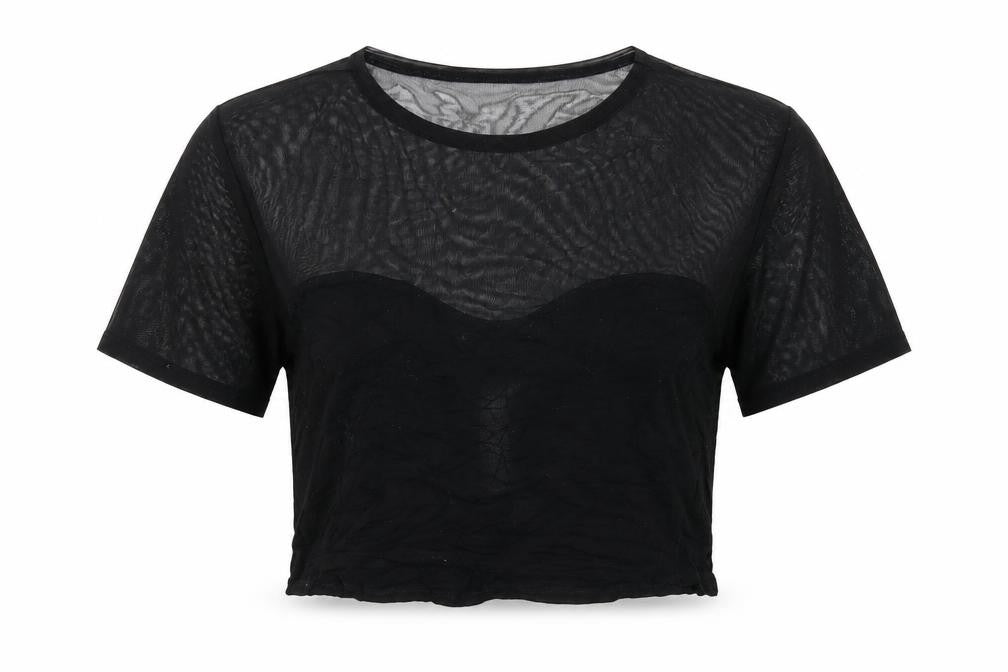 Womens UK Size XS H&M Black Cropped T-Shirt