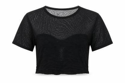 Womens UK Size XS H&M Black Cropped T-Shirt