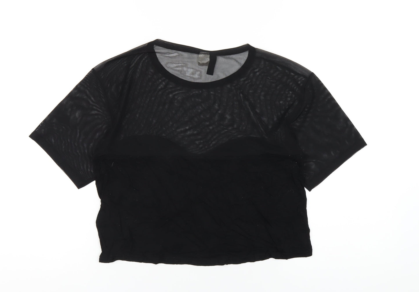 Womens UK Size XS H&M Black Cropped T-Shirt