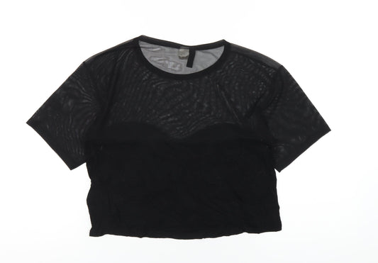 Womens UK Size XS H&M Black Cropped T-Shirt