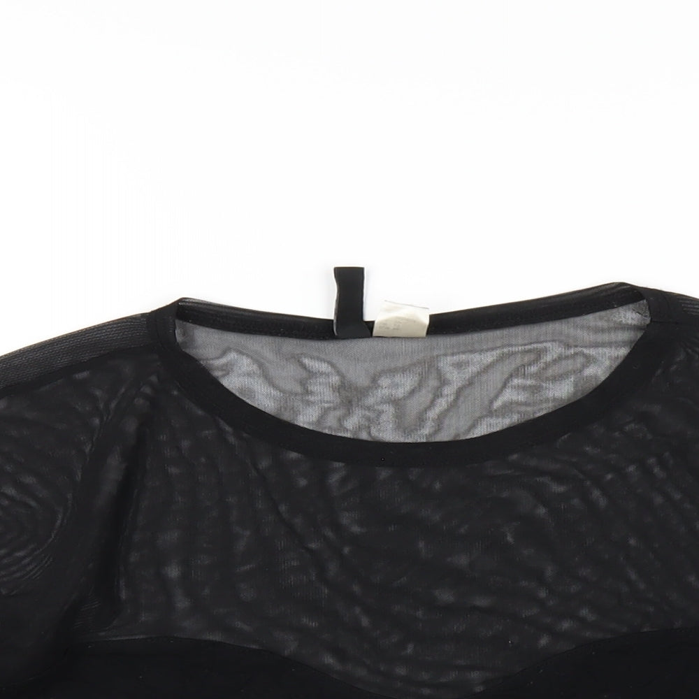 Womens UK Size XS H&M Black Cropped T-Shirt