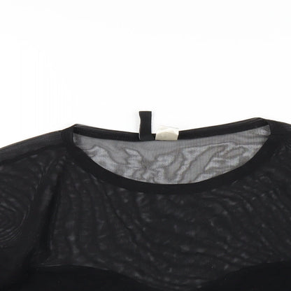 Womens UK Size XS H&M Black Cropped T-Shirt