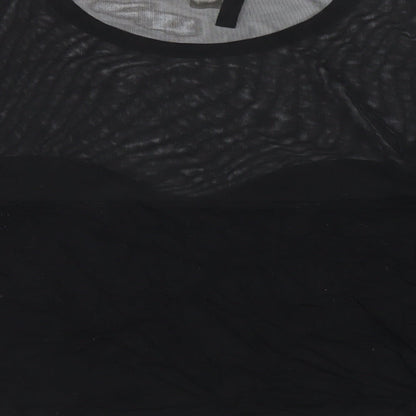 Womens UK Size XS H&M Black Cropped T-Shirt