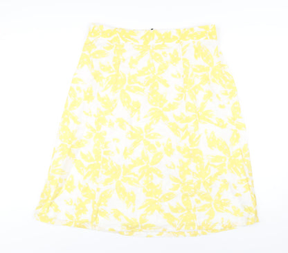 Marks and Spencer Womens Yellow Geometric Cotton A-Line Skirt Size 16