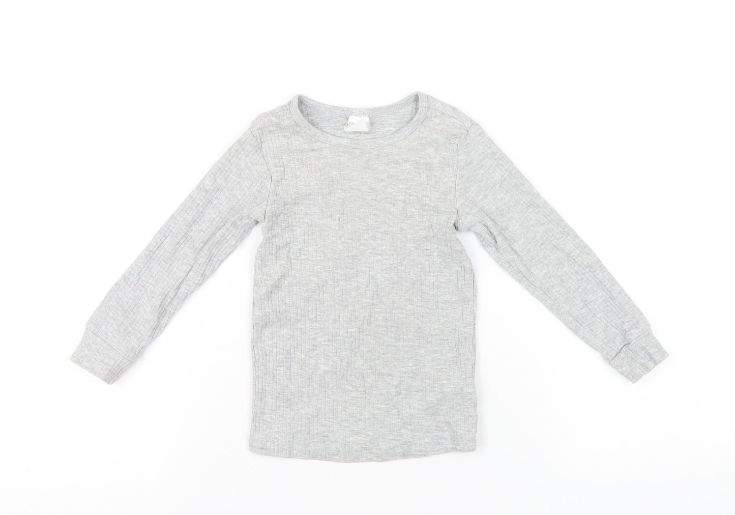 H&M Girls Grey Cotton Basic T-Shirt Size 3 Years Round Neck Pullover