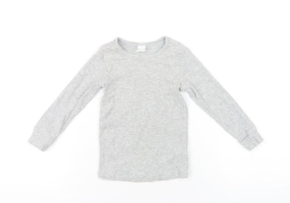 H&M Girls Grey Cotton Basic T-Shirt Size 3 Years Round Neck Pullover
