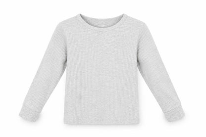 Front view of H&M girls’ grey cotton basic t-shirt, size 3, years round neck pullover