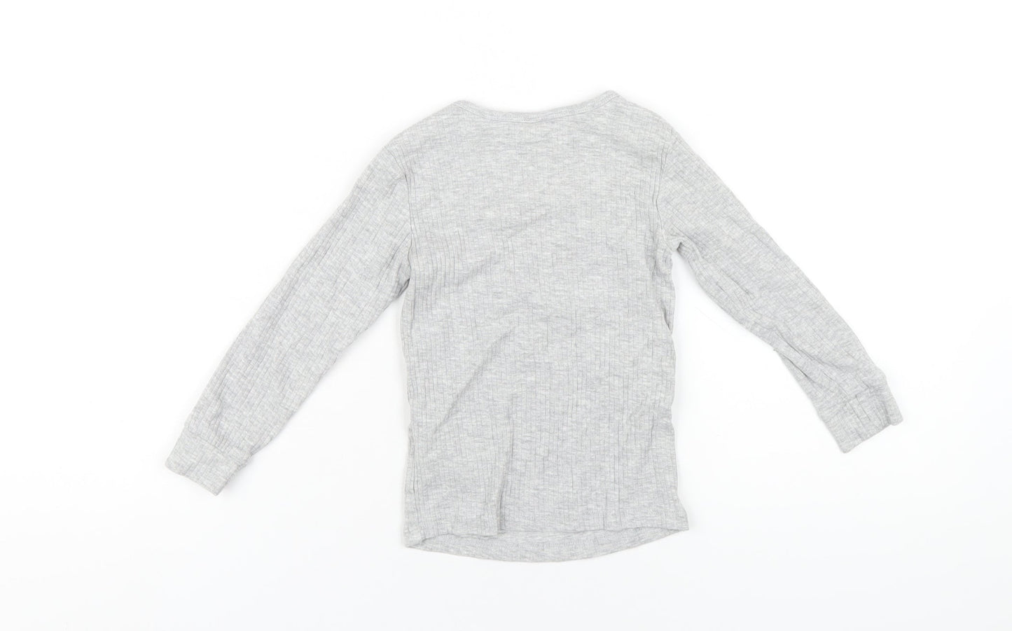 H&M Girls Grey Cotton Basic T-Shirt Size 3 Years Round Neck Pullover