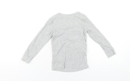 H&M Girls Grey Cotton Basic T-Shirt Size 3 Years Round Neck Pullover