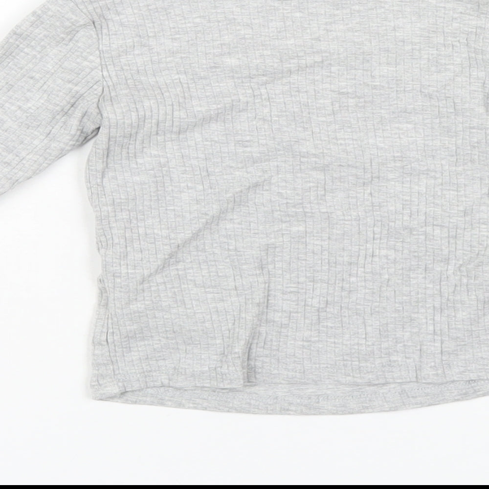 H&M Girls Grey Cotton Basic T-Shirt Size 3 Years Round Neck Pullover
