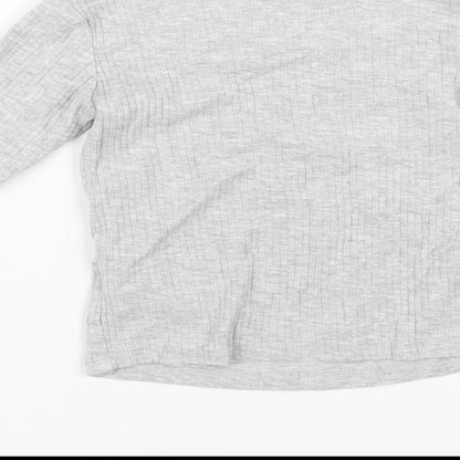 H&M Girls Grey Cotton Basic T-Shirt Size 3 Years Round Neck Pullover