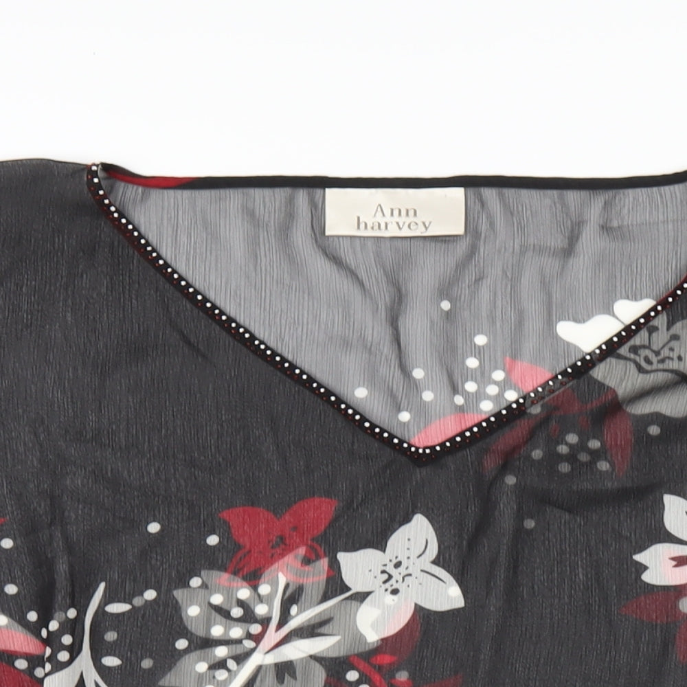 Womens UK Size 20 Ann Harvey Black Basic T-Shirt