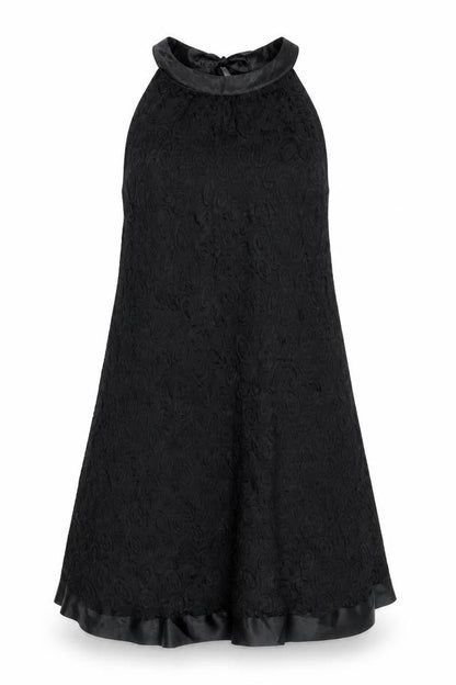 Definitions Womens Black Silk A-Line Size 12 Round Neck Tie