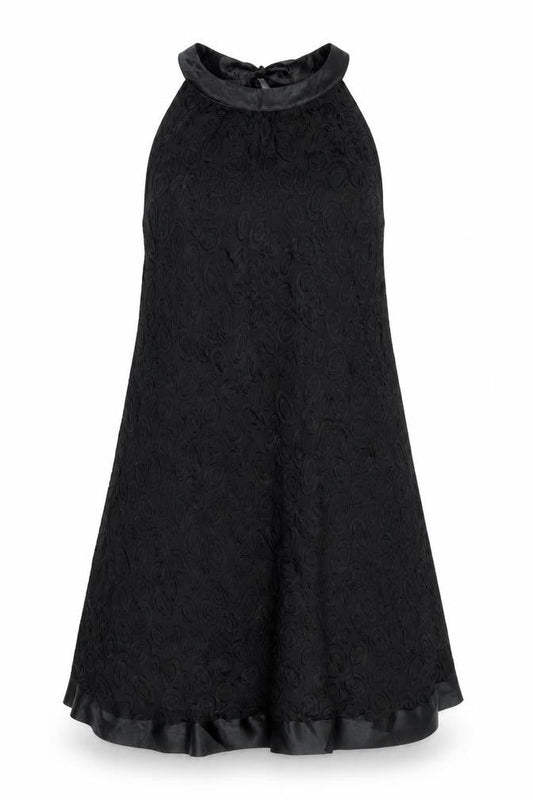 Definitions Womens Black Silk A-Line Size 12 Round Neck Tie