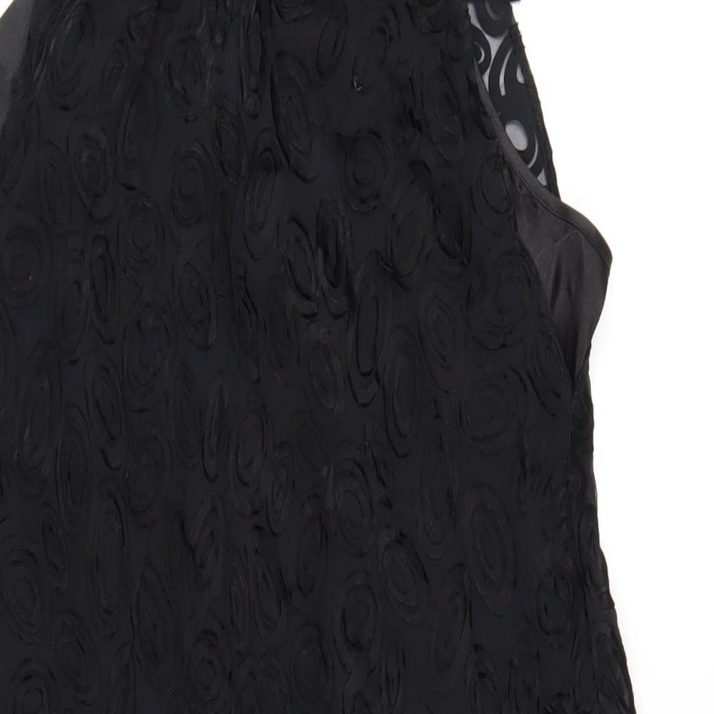 Definitions Womens Black Silk A-Line Size 12 Round Neck Tie