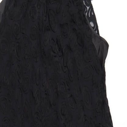 Definitions Womens Black Silk A-Line Size 12 Round Neck Tie