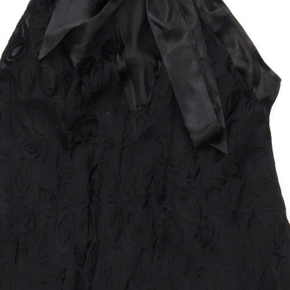 Definitions Womens Black Silk A-Line Size 12 Round Neck Tie