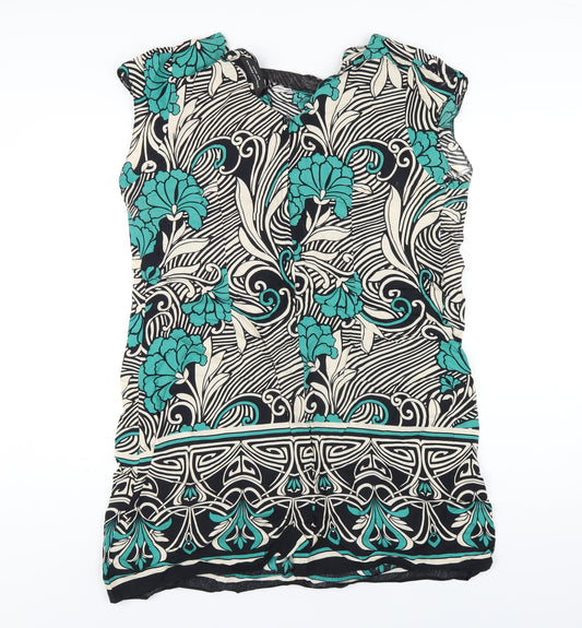 Dorothy Perkins Womens Multicoloured Geometric Viscose A-Line Size 18 Round Neck Zip