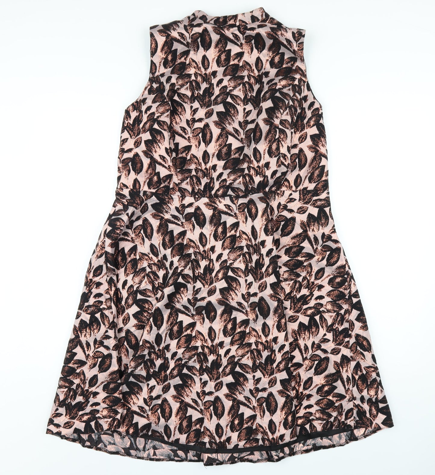 Definitions Womens Pink Geometric Polyester A-Line Size 18 Round Neck Zip