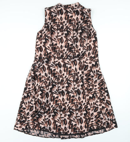 Definitions Womens Pink Geometric Polyester A-Line Size 18 Round Neck Zip