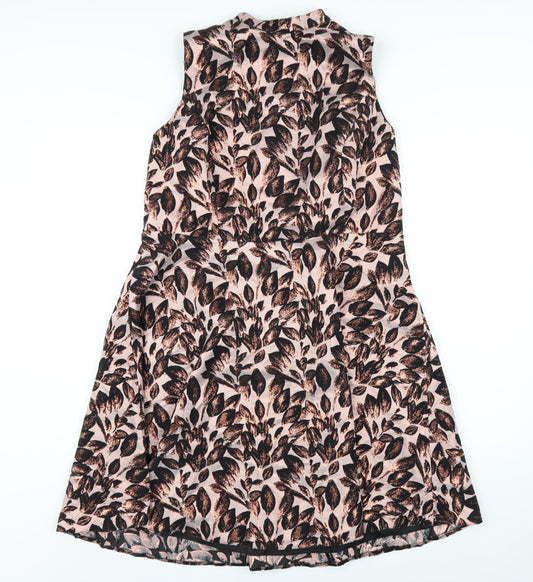 Definitions Womens Pink Geometric Polyester A-Line Size 18 Round Neck Zip