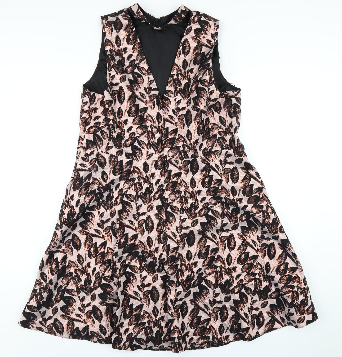 Definitions Womens Pink Geometric Polyester A-Line Size 18 Round Neck Zip