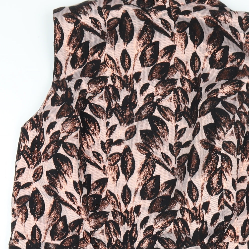 Definitions Womens Pink Geometric Polyester A-Line Size 18 Round Neck Zip