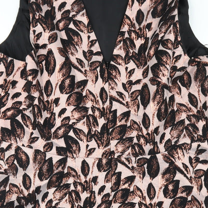 Definitions Womens Pink Geometric Polyester A-Line Size 18 Round Neck Zip