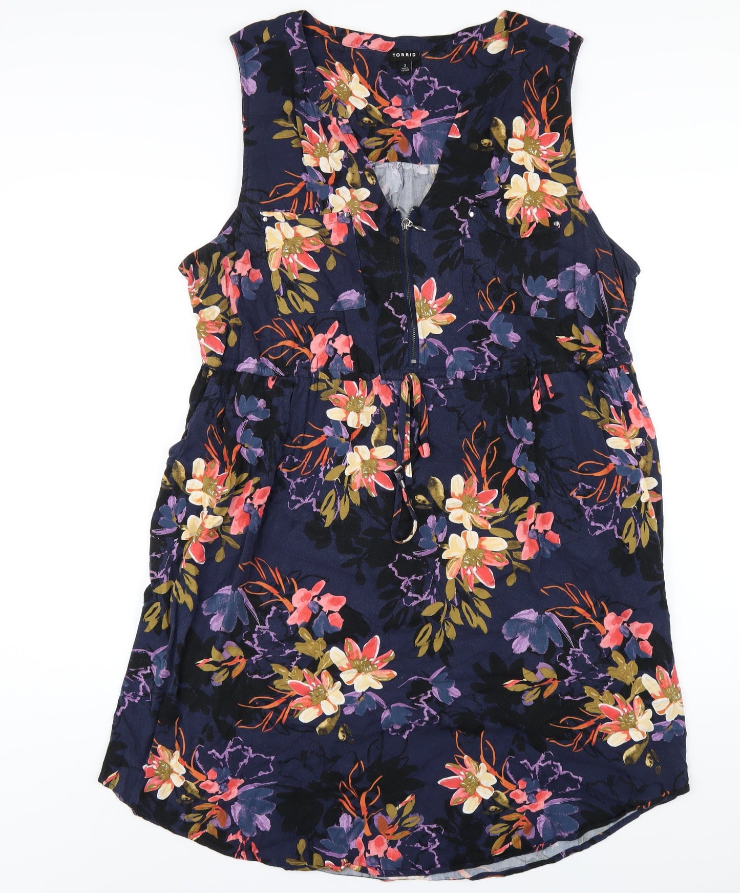 Torrid Womens Multicoloured Floral Viscose A-Line Size 12 V-Neck Pullover