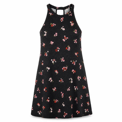 Pull&Bear Womens Black Floral Viscose A-Line Size S Round Neck Pullover