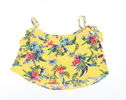 Settimana Womens Yellow Floral Polyester Camisole T-Shirt Size M Round Neck