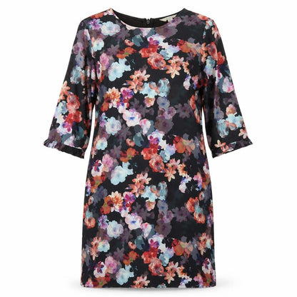 Yumi Womens Black Floral Polyester A-Line Size 12 Round Neck Zip