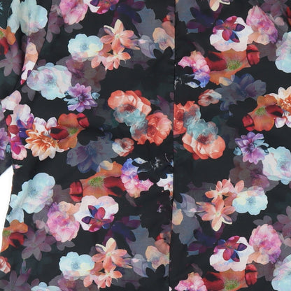 Yumi Womens Black Floral Polyester A-Line Size 12 Round Neck Zip