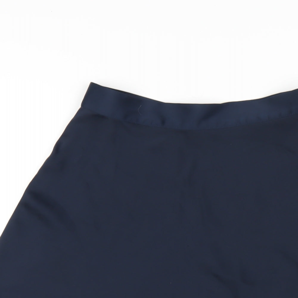 H&M Womens Blue Polyester A-Line Skirt Size 8 Zip