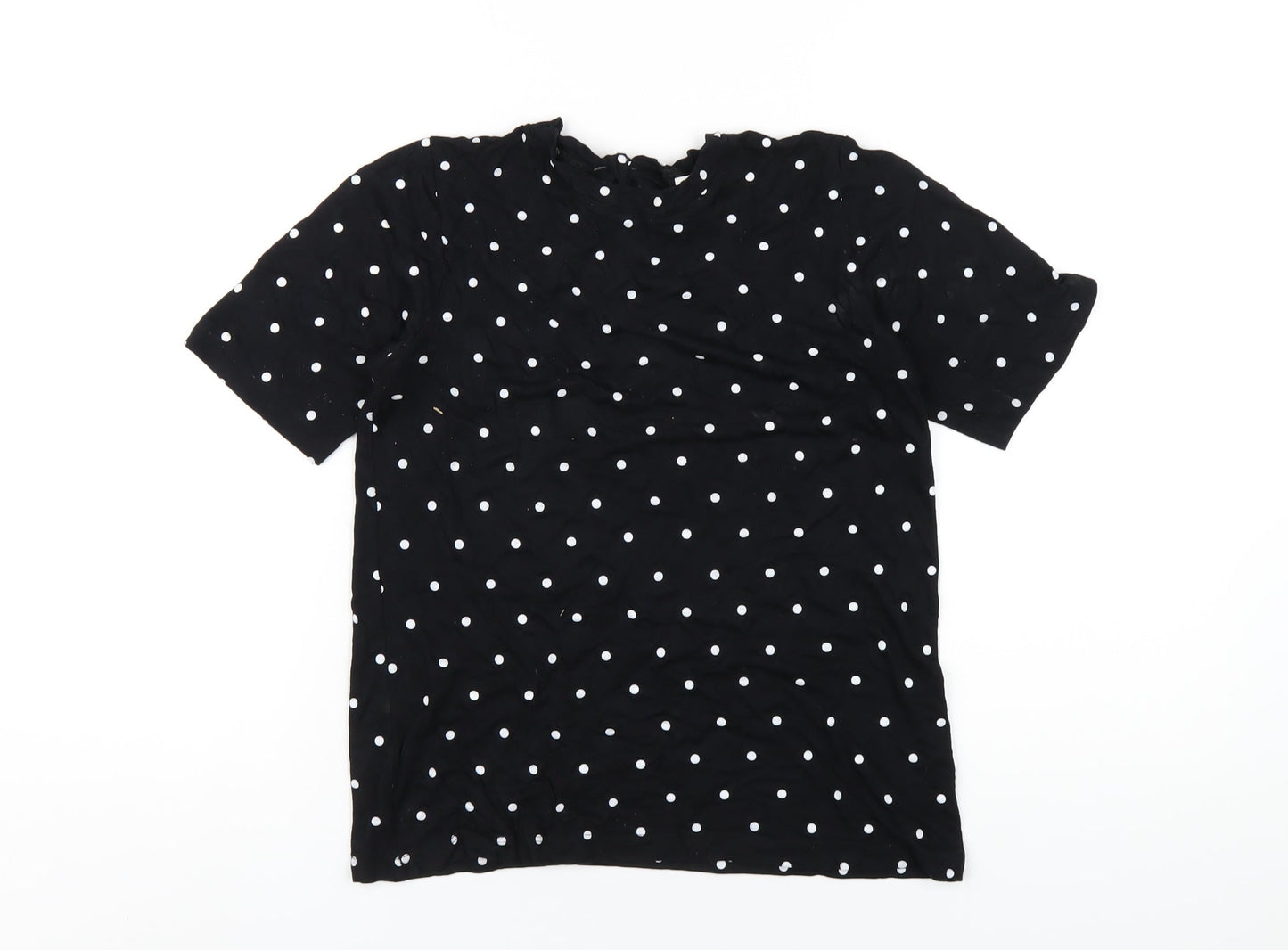 Bossini Womens Black Polka Dot Viscose Basic T-Shirt Size XS Round Neck