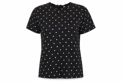 Bossini Womens Black Polka Dot Viscose Basic T-Shirt Size XS Round Neck