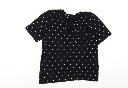 Bossini Womens Black Polka Dot Viscose Basic T-Shirt Size XS Round Neck