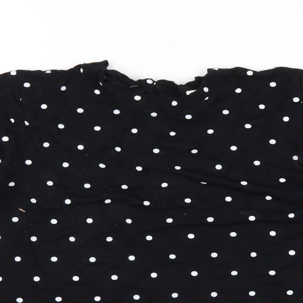 Bossini Womens Black Polka Dot Viscose Basic T-Shirt Size XS Round Neck