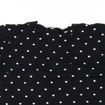 Bossini Womens Black Polka Dot Viscose Basic T-Shirt Size XS Round Neck