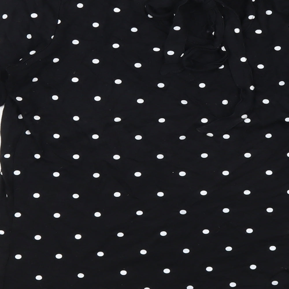 Bossini Womens Black Polka Dot Viscose Basic T-Shirt Size XS Round Neck